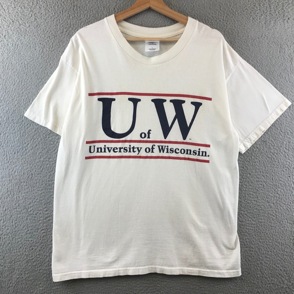 Vintage University of Wisconsin T-Shirt  Size‎ L Mens UW Badger